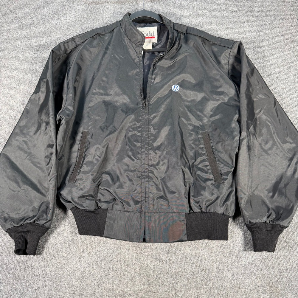 Vintage Todd Volkswagen Windbreaker Jacket Mens Large Black Full Zip USA #4610